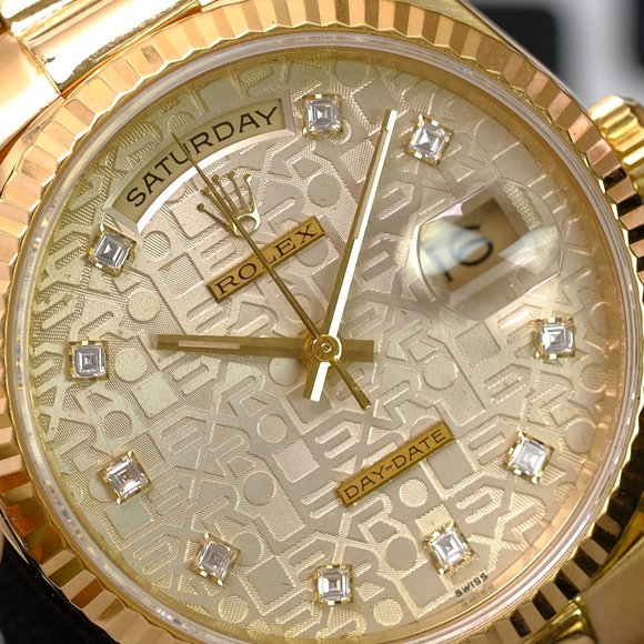 Rolex Day-Date Factory Silver Jubilee Diamond Dial Fluted Bezel 36mm Watch - Picture 5 of 11